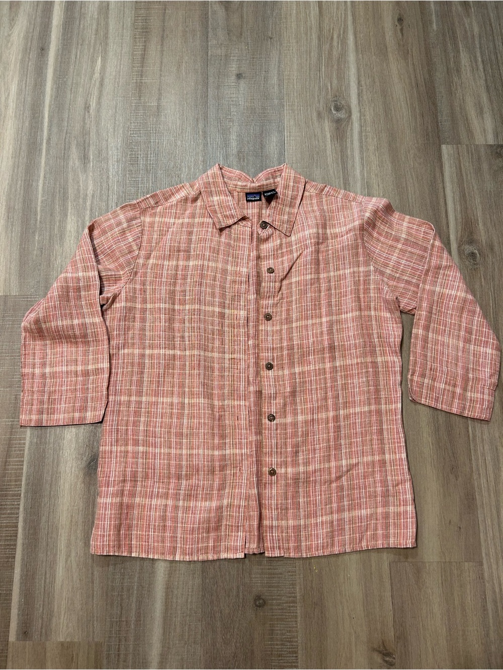 Patagonia Coral Pink Plaid Button-Down Shirt